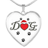 Dog With Paws Print Heart Pendant Luxury Necklace-Free Shipping