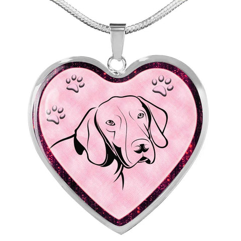 German Shorthaired Pointer Dog Print Heart Charm Necklaces-Free Shipping