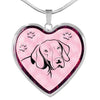 German Shorthaired Pointer Dog Print Heart Charm Necklaces-Free Shipping
