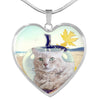 Cute LaPerm Cat Print Heart Pendant Luxury Necklace-Free Shipping