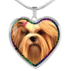Lhasa Apso Dog Print Heart Charm Necklaces-Free Shipping