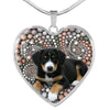 Entlebucher Mountain Dog Print Heart Pendant Luxury Necklace-Free Shipping