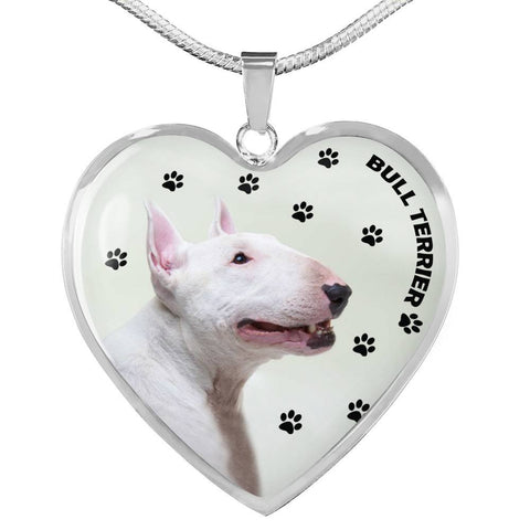 Bull Terrier Print Heart Pendant Luxury Necklace-Free Shipping