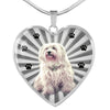 Havanese Dog Print Heart Charm Necklace-Free Shipping