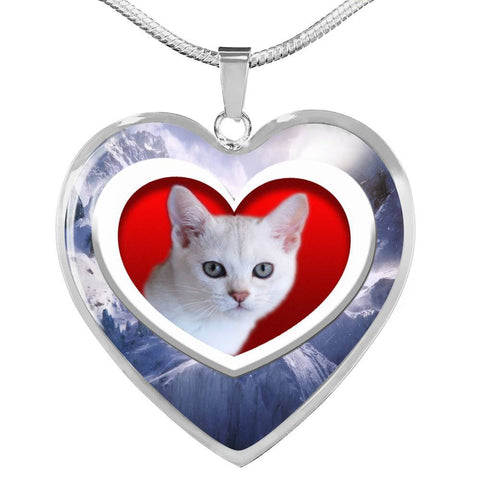 Cute Burmilla Cat Print Heart Pendant Luxury Necklace-Free Shipping