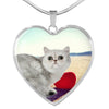 Exotic Shorthair Cat Print Heart Pendant Luxury Necklace-Free Shipping