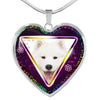 Lovely Samoyed Dog Print Heart Charm Necklaces-Free Shipping