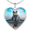 Chartreux Cat Print Heart Pendant Luxury Necklace-Free Shipping