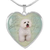 Bichon Frise Dog Heart Pendant Luxury Necklace-Free Shipping