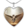 Norwegian Forest Cat Print Heart Pendant Luxury Necklace-Free Shipping