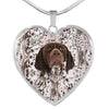 German Shorthaired Pointer Dog Print Heart Pendant Luxury Necklace-Free Shipping