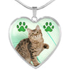 American Bobtail Print Heart Pendant Luxury Necklace-Free Shipping