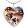 English Mastiff Print Heart Pendant Luxury Necklace-Free Shipping