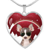 Chihuahua Print Heart Charm Luxury Necklace-Free Shipping