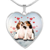 Cute Beagle Print Heart Charm Necklace-Free Shipping