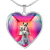 Chinese Crested Dog Print Heart Pendant Luxury Necklace-Free Shipping