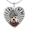 Dandie Dinmont Terrier Print Heart Pendant Luxury Necklace-Free Shipping