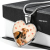 Airedale Terrier Print Luxury Heart Charm Necklace -Free Shipping