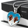 Irish Setter Dog Print Heart Pendant Luxury Necklace-Free Shipping