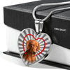 Lovely Vizsla Dog Print Heart Charm Necklace-Free Shipping