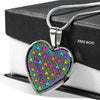 Colorful Paws Print Heart Charm Necklaces-Free Shipping