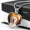 Clumber Spaniel Print Heart Pendant Luxury Necklace-Free Shipping