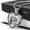 Charming Cat Art Print Heart Charm Necklaces-Free Shipping