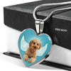 Cavapoo Dog Print Heart Pendant Luxury Necklace-Free Shipping