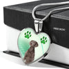 Cute Weimaraner Print Heart Pendant Luxury Necklace-Free Shipping
