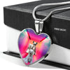 Chinese Crested Dog Print Heart Pendant Luxury Necklace-Free Shipping