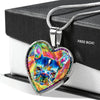 Colorful French Bulldog Print Heart Charm Necklaces-Free Shipping