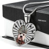 Dandie Dinmont Terrier Print Heart Pendant Luxury Necklace-Free Shipping
