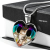 Siberian Cat Print Heart Pendant Luxury Necklace-Free Shipping