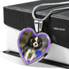 English Toy Spaniel Dog Print Heart Charm Necklaces-Free Shipping