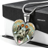 Norwegian Elkhound Dog Print Heart Pendant Luxury Necklace-Free Shipping