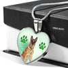 Belgian Malinois Dog Print Heart Pendant Luxury Necklace-Free Shipping