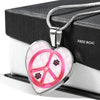 Peace Sign With Paws Print Heart Charm Necklaces-Free Shipping