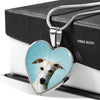 Whippet Dog Print Heart Pendant Luxury Necklace-Free Shipping