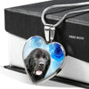 Newfoundland Dog Print Heart Pendant Luxury Necklace-Free Shipping