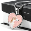 Borzoi Dog Print Heart Pendant Luxury Necklace-Free Shipping