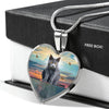 Cute Chartreux Cat Print Heart Pendant Luxury Necklace-Free Shipping