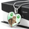 American Bobtail Print Heart Pendant Luxury Necklace-Free Shipping