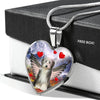 Bearded Collie With Wing Print Heart Pendant Luxury Necklace-Free Shipping