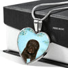 Spanish Water Dog Print Heart Pendant Luxury Necklace-Free Shipping