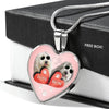 Old English Sheepdog Print Heart Pendant Luxury Necklace-Free Shipping