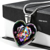 Australian Shepherd Dog Print Heart Charm Necklaces-Free Shipping