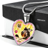 Miniature Schnauzer Dog Print Heart Charm Necklaces-Free Shipping