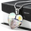 Cute LaPerm Cat Print Heart Pendant Luxury Necklace-Free Shipping