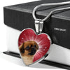 Tibetan Spaniel Print Heart Pendant Luxury Necklace-Free Shipping