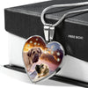 English Mastiff Print Heart Pendant Luxury Necklace-Free Shipping